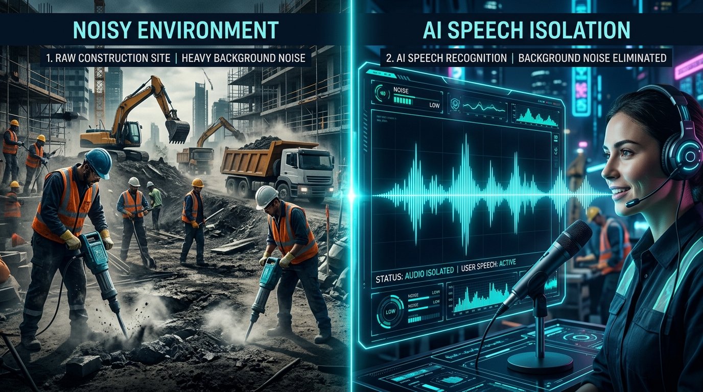 Raw Construction Site Background Noise vs AI Speech Isolation